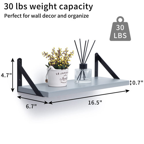 Ebern Designs 3 Piece Wall Mounted Floating Shelves with Visible Bracket & Reviews Wayfair